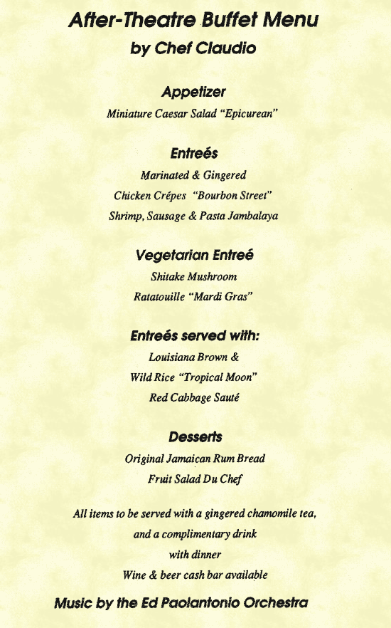 Mardi Gras Menu